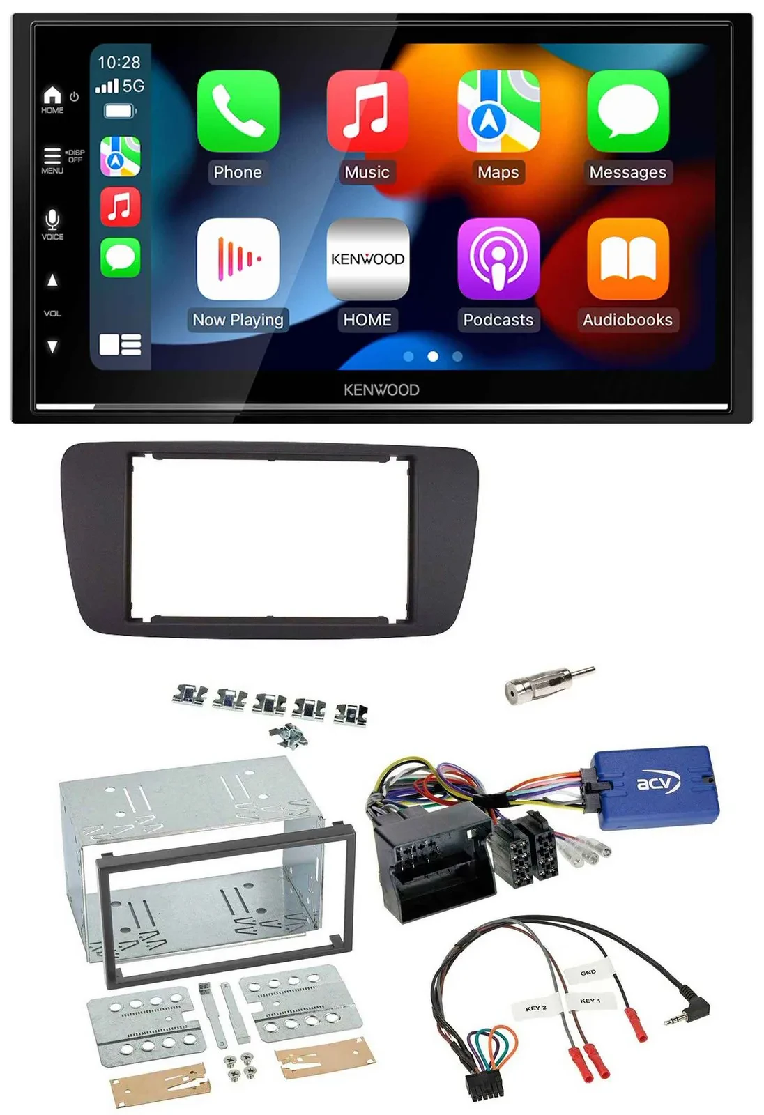 Kenwood DAB USB Bluetooth 2DIN Lenkrad Autoradio für Seat Ibiza ab 08 azabachesc