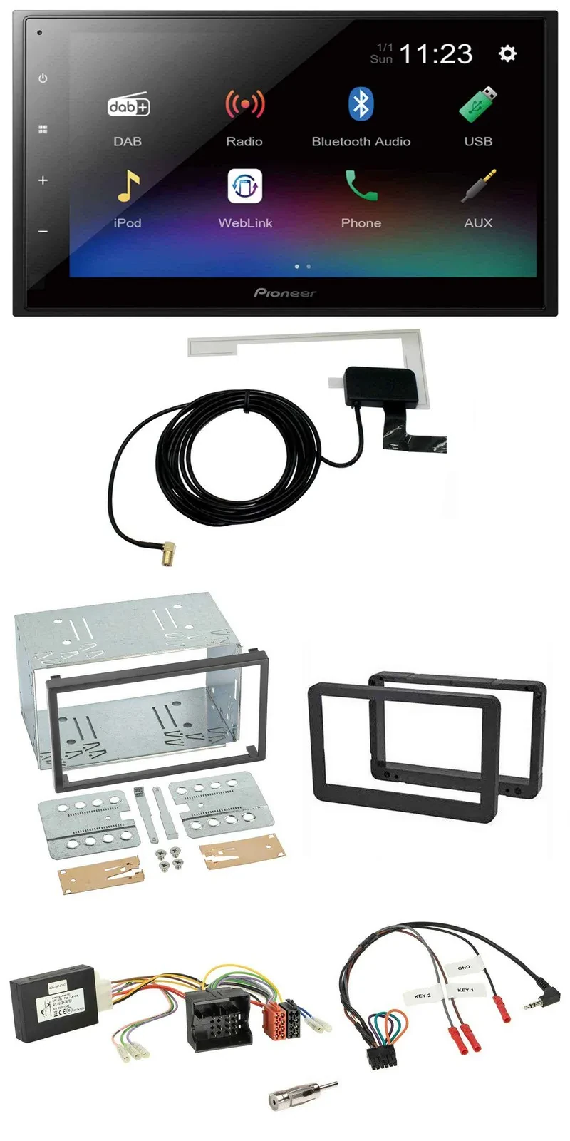 Pioneer DAB Lenkrad Bluetooth 2DIN USB Autoradio für Alfa Romeo Brera 159 Spider