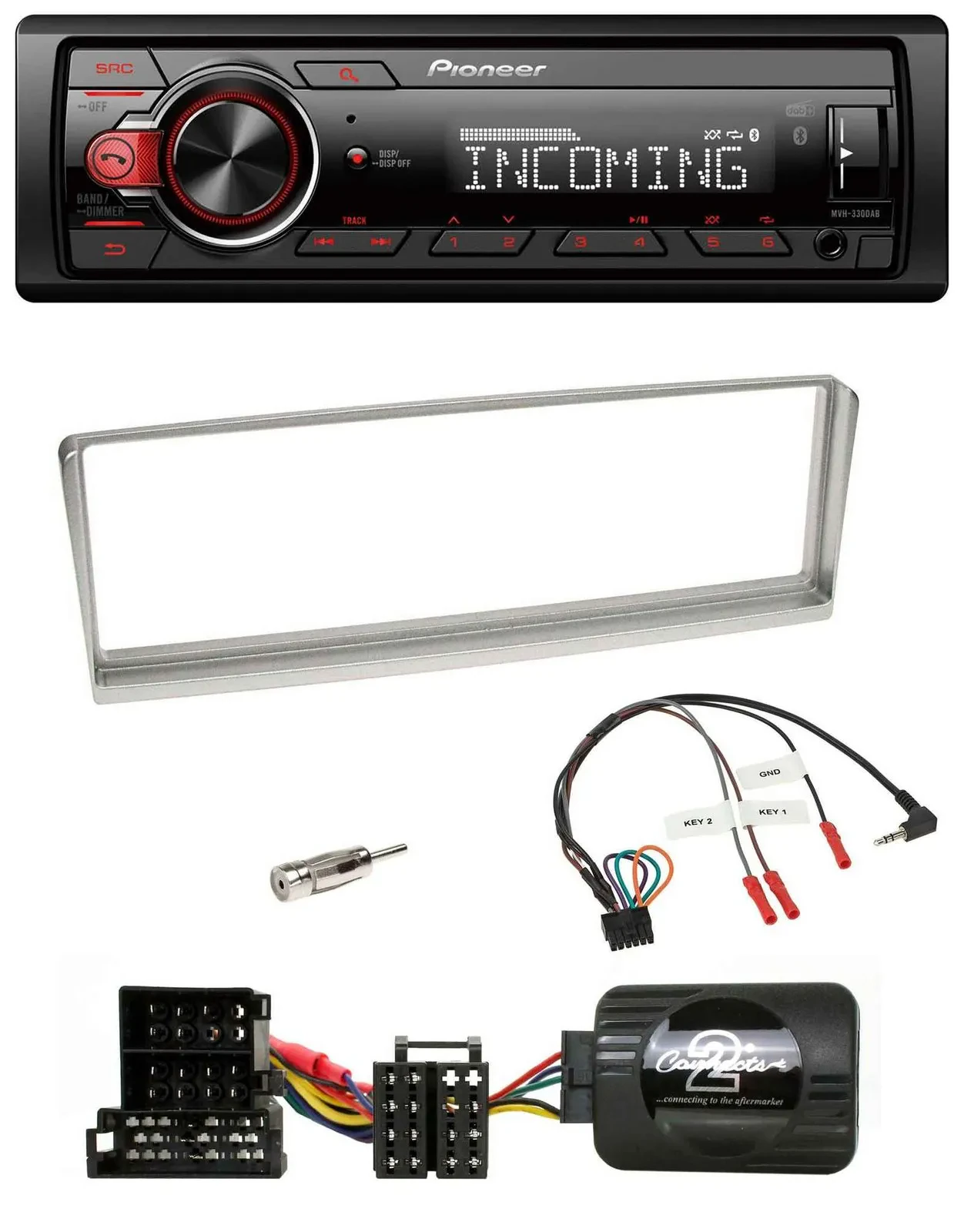 Pioneer Bluetooth USB DAB Lenkrad Autoradio für Alfa Romeo 156 2002-2003 silber