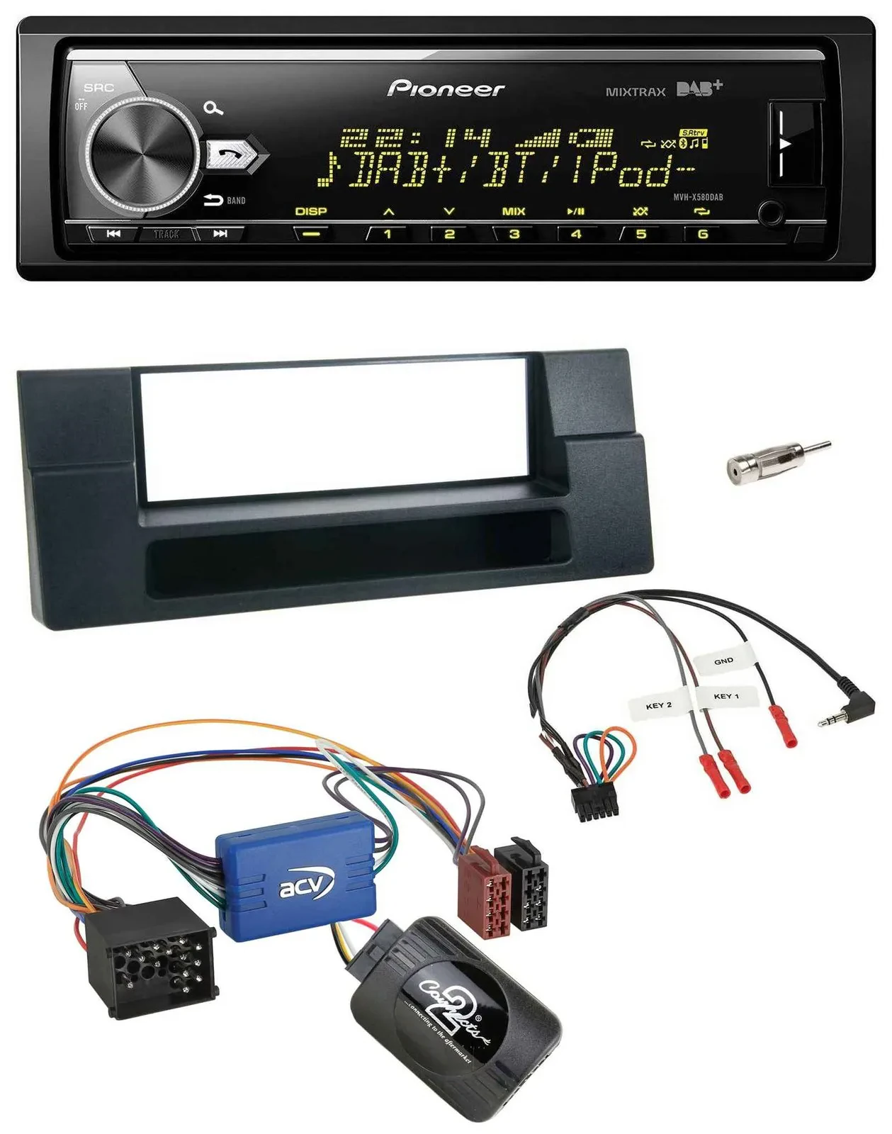 Pioneer Bluetooth USB DAB Lenkrad Autoradio für BMW 5er E39 96-04 Aktivsystem Ab
