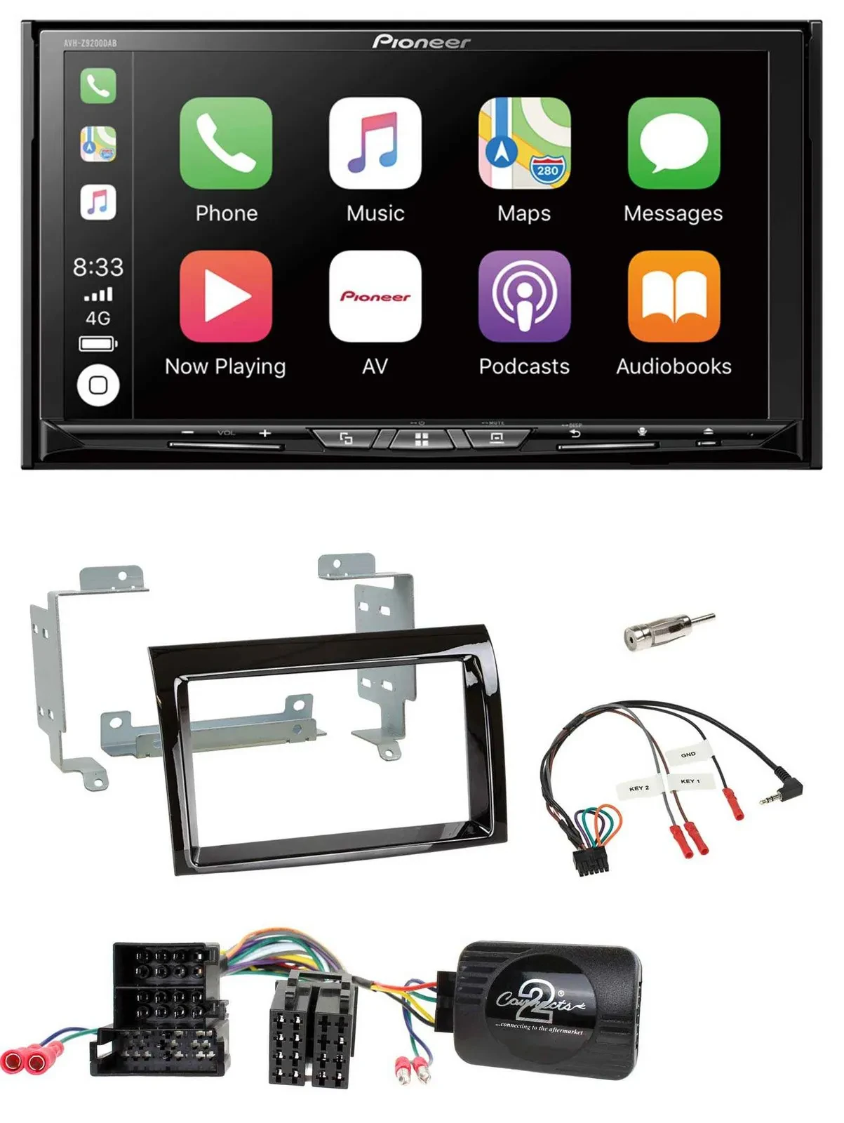 Pioneer 2DIN Lenkrad USB DAB DVD Bluetooth Autoradio für Fiat Peugeot Citroen kl