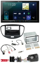 Pioneer Lenkrad Bluetooth USB 2DIN DAB Autoradio für Hyundai i10 2009-2013 schwa