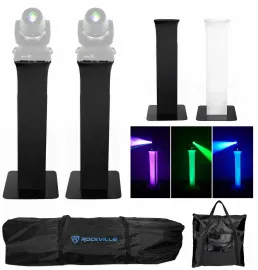 2 Totem Stands+Black+White Scrims For 2 Chauvet Intimidator Spot 455Z IRC Lights