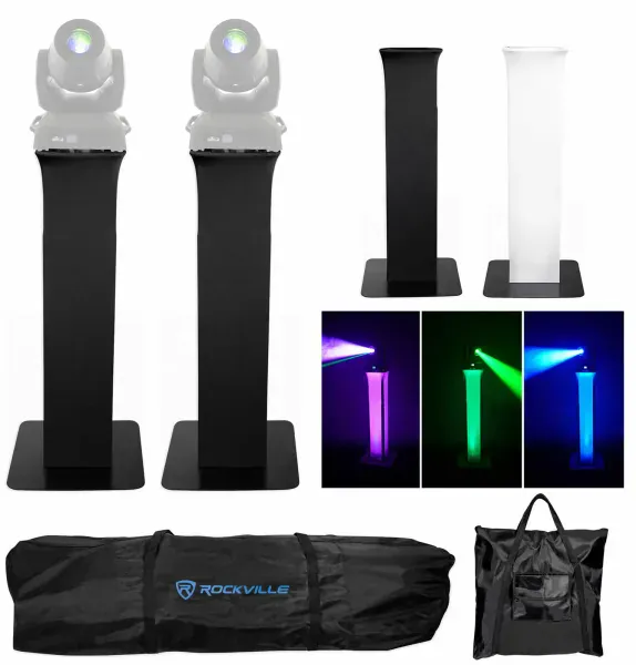 2 Totem Stands+Black+White Scrims For 2 Chauvet Intimidator Spot 455Z IRC Lights