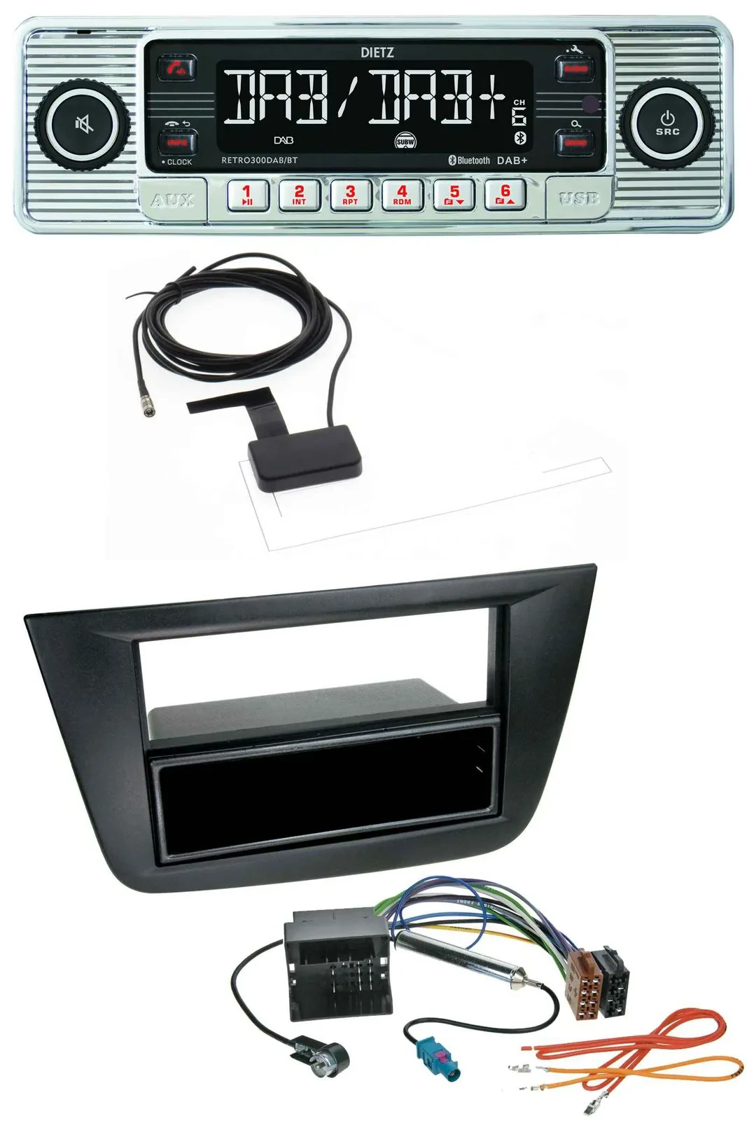 Dietz Bluetooth USB MP3 DAB Autoradio für Seat Toledo Altea ab 05 schwarz