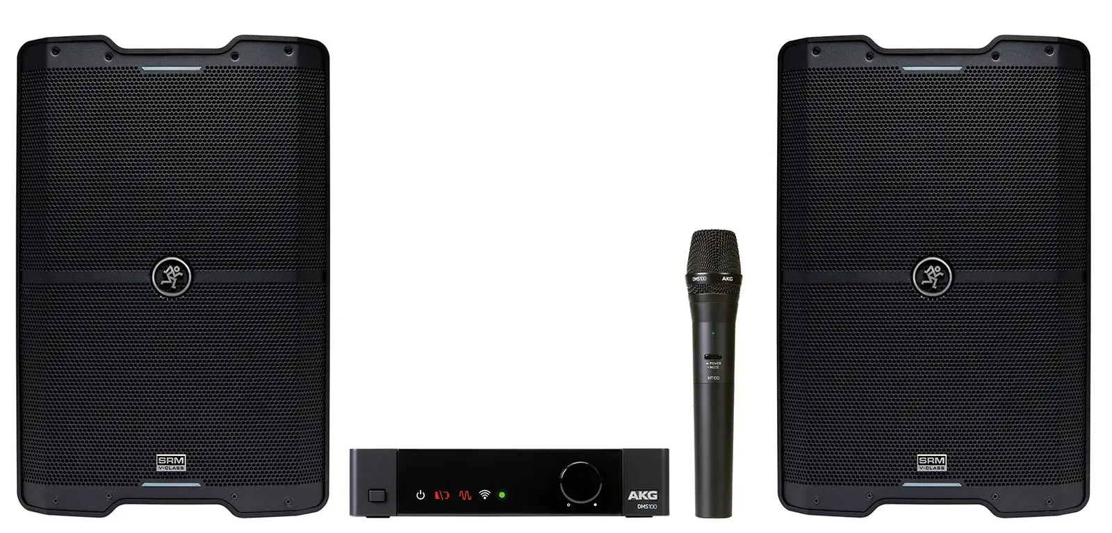 Активная акустическая система для PA/DJ Mackie SRM210 V-Class 10", 2000W, Bluetooth (набор, пара) с беспроводным микрофоном AKG DMS100 HH