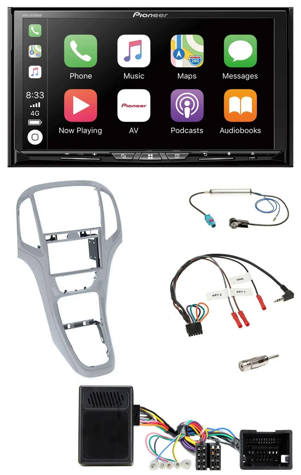 Pioneer 2DIN Lenkrad USB DAB DVD Bluetooth Autoradio für Opel Astra J ab 09 Plat