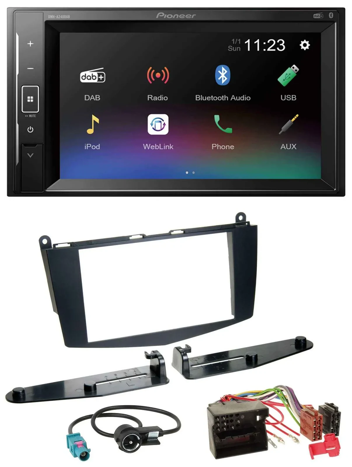 Pioneer DAB MP3 2DIN Bluetooth USB Autoradio für Mercedes C-Klasse 07-11 ohne Ta