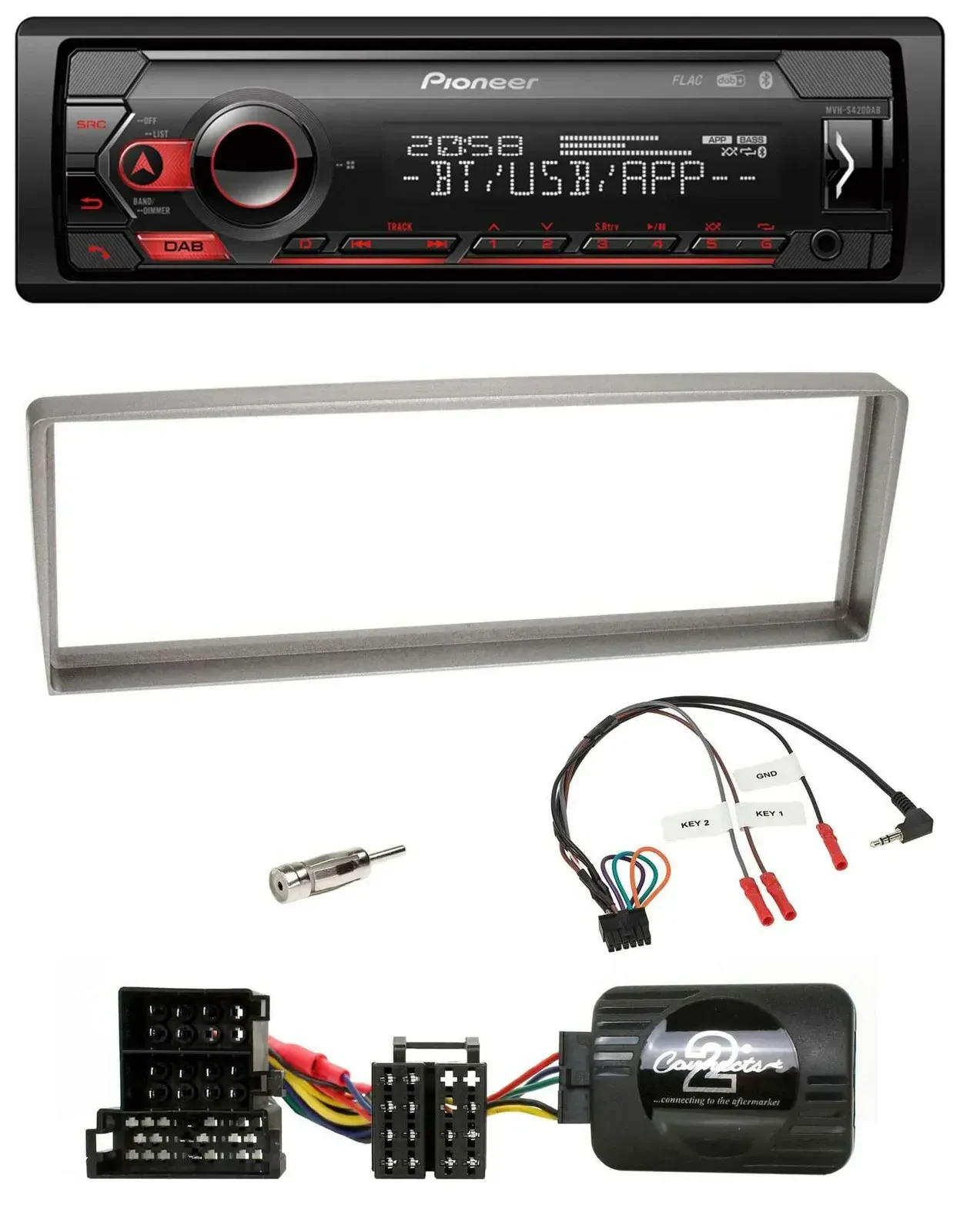 Автомагнитола для Alfa Romeo 156 (с 2003) Pioneer USB, DAB, Bluetooth, серебристый