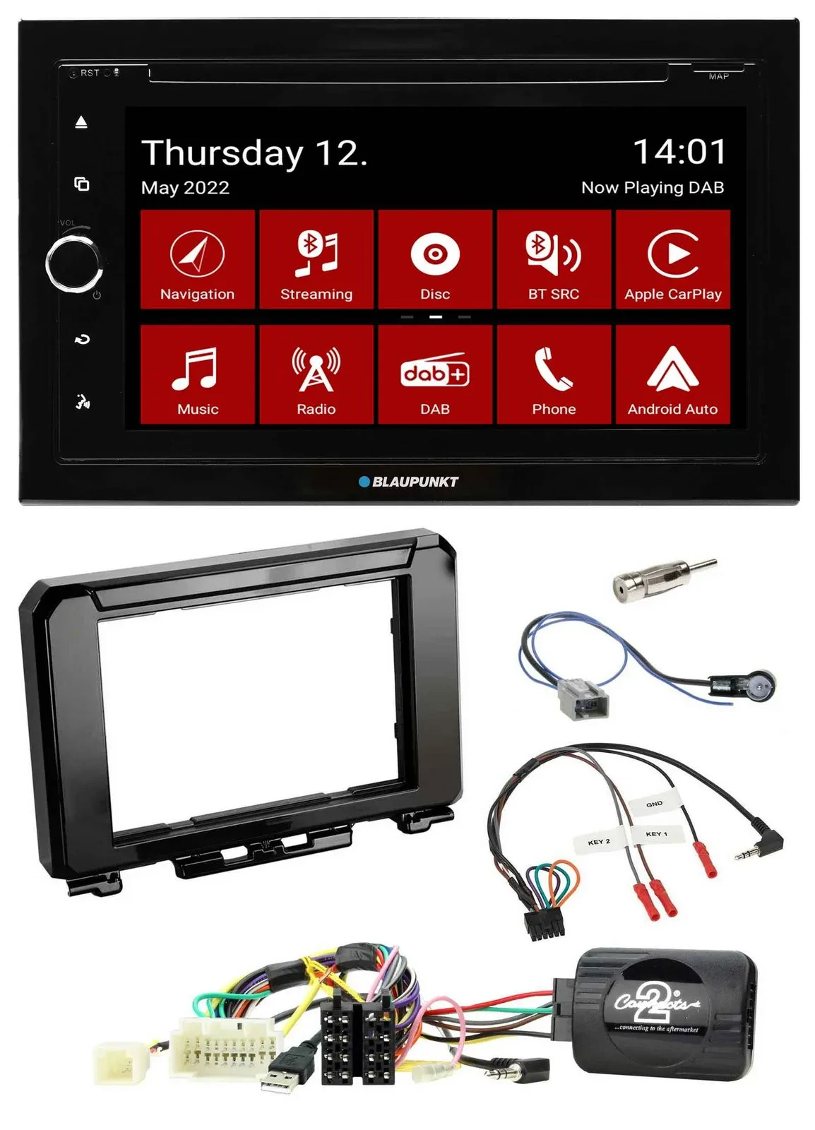 Автомагнитола Blaupunkt 2DIN, DVD, Bluetooth, DAB, USB для Suzuki Jimmny GJ