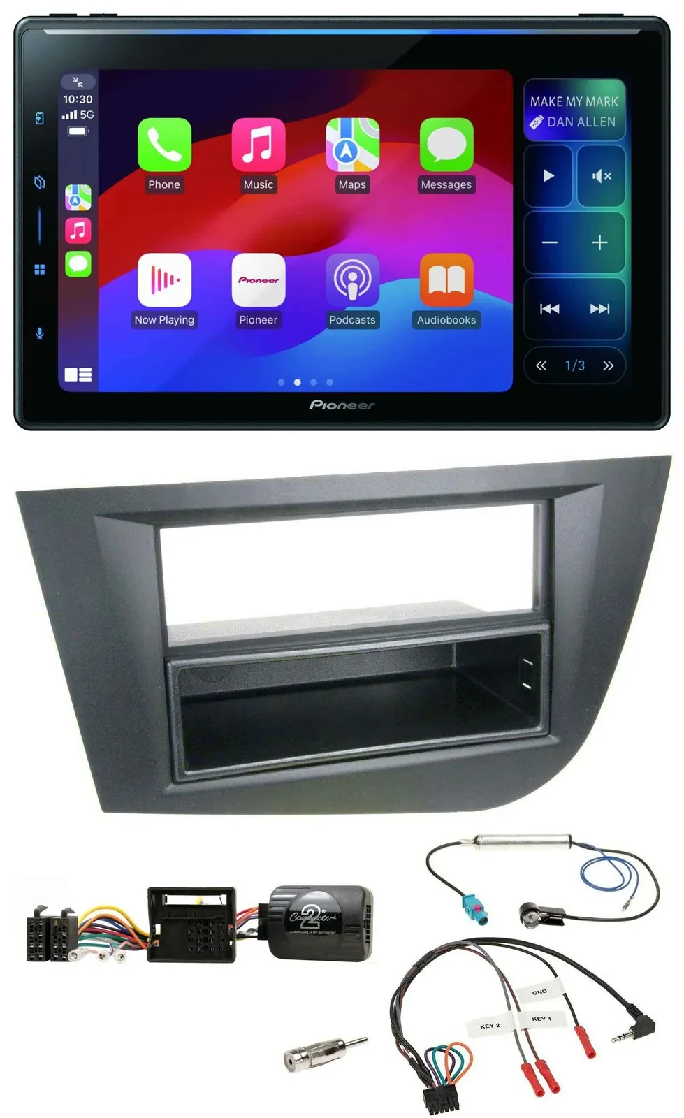 Автомагнитола для Seat Leon 2005–2010 Pioneer Bluetooth, DAB, USB, черный