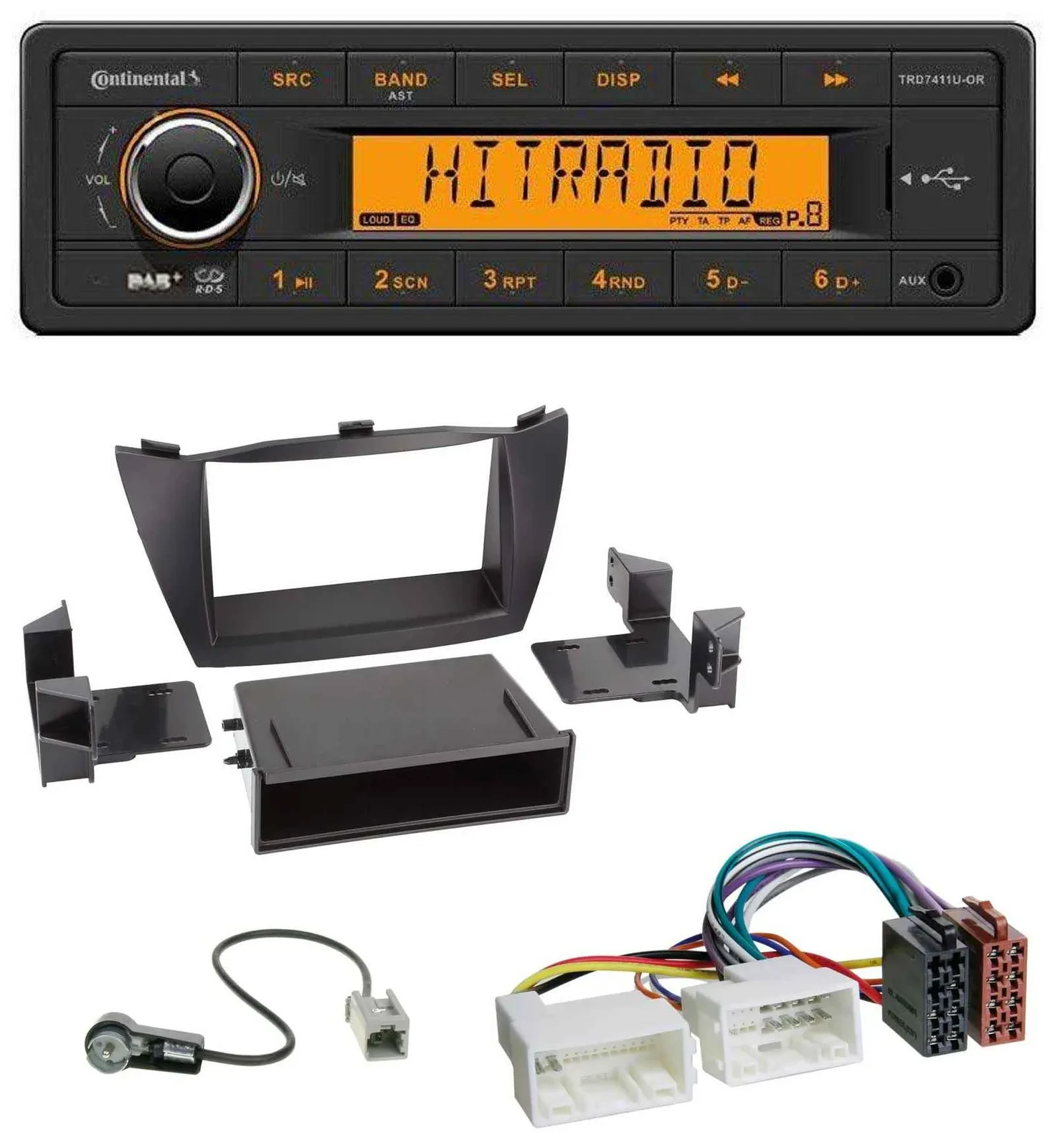 Continental 1DIN DAB MP3 AUX USB Autoradio für Hyundai Tucson (2010-2015)