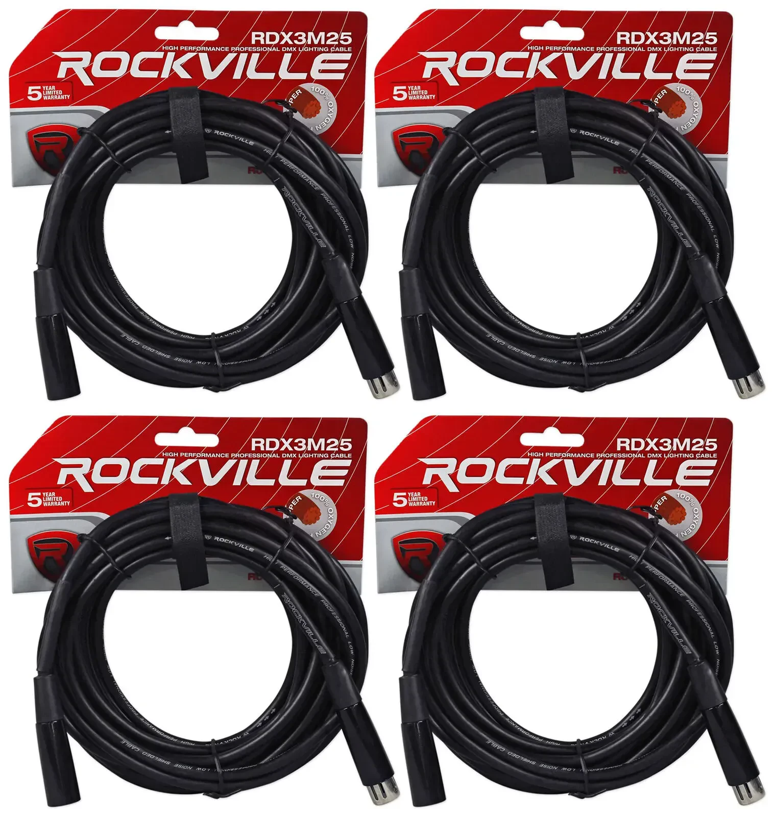 DMX-кабель Chauvet DMX3P25FT Black 7.6 м (4 штуки)