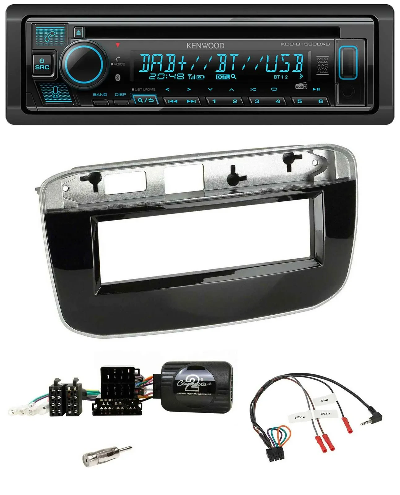 Kenwood Bluetooth DAB CD Lenkrad USB Autoradio für Fiat Punto Punto Evo ab 2009