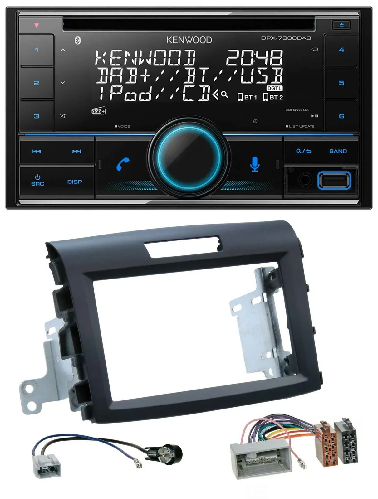 Автомагнитола для Honda CR-V (FR5/FR6, с 2012) Kenwood 2 DIN, CD, DAB, USB, MP3, Bluetooth