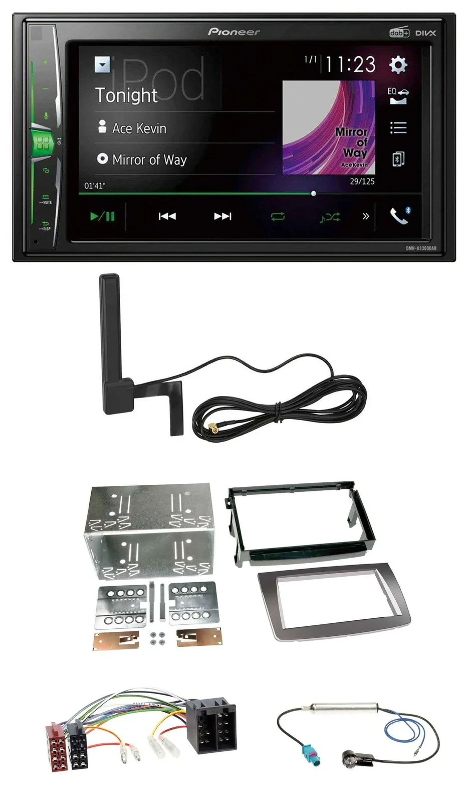 Автомагнитола Pioneer 2DIN, Bluetooth, DAB, MP3, AUX для Alfa Romeo Mito (2008–2014)