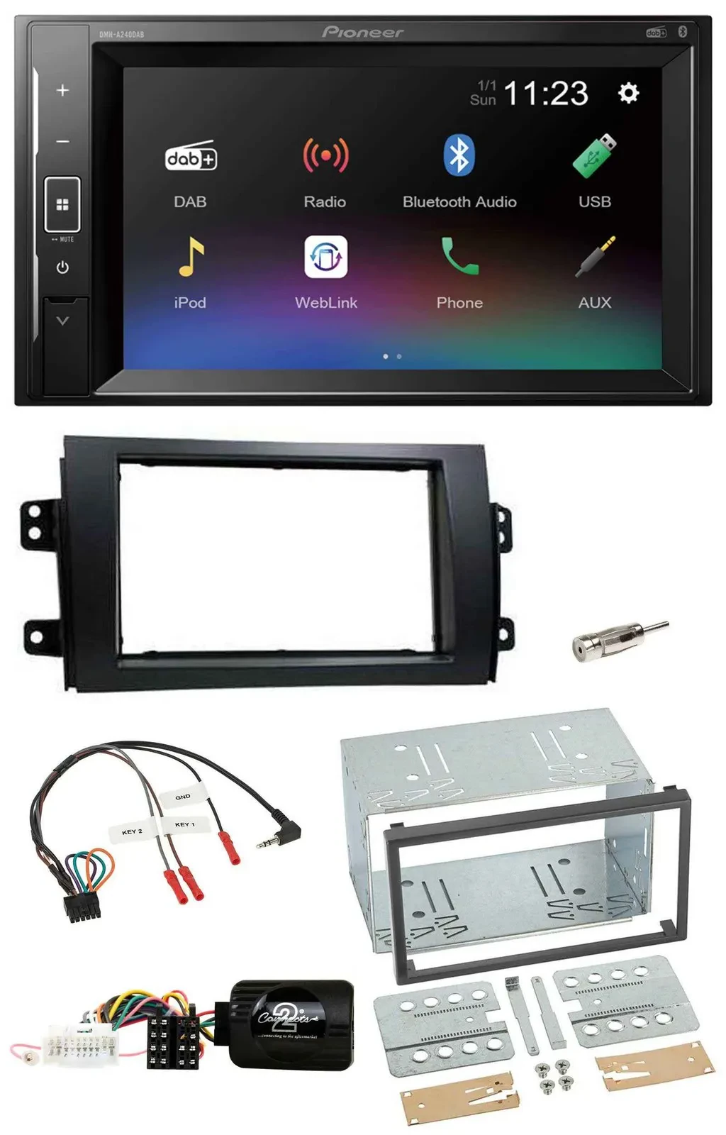 Pioneer DAB Lenkrad 2DIN Bluetooth USB Autoradio für Fiat Sedici Suzuki SX4