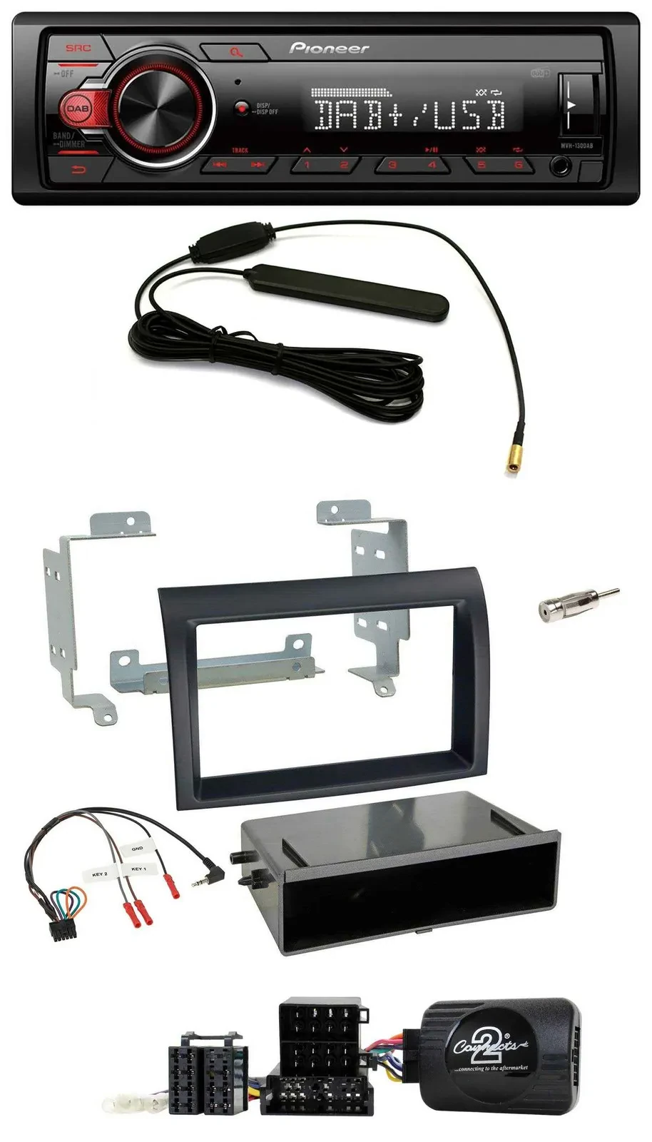 Pioneer MP3 DAB 1DIN Lenkrad USB Autoradio für Fiat Ducato 06-08 schwarz