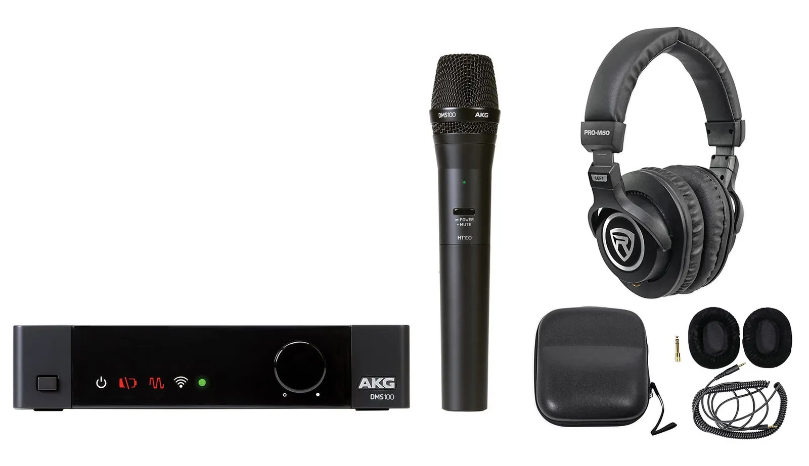 AKG DMS100 4-Channel Digital Handheld Wireless Microphone Mic System+Headphones