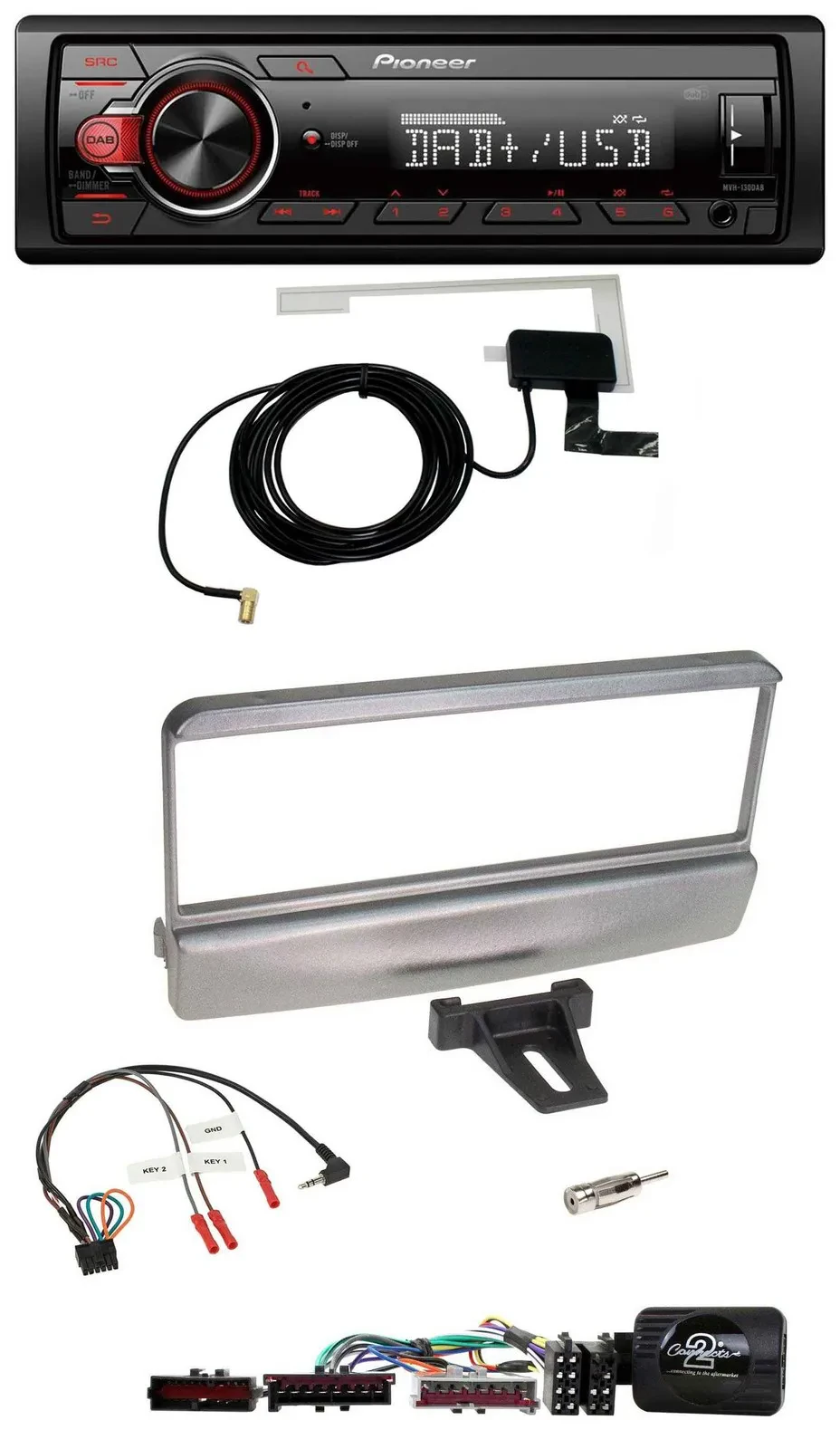 Автомагнитола Pioneer 1-DIN, MP3, DAB, USB, для Ford Mondeo 2000–2002, серебристая, с управлением на руле