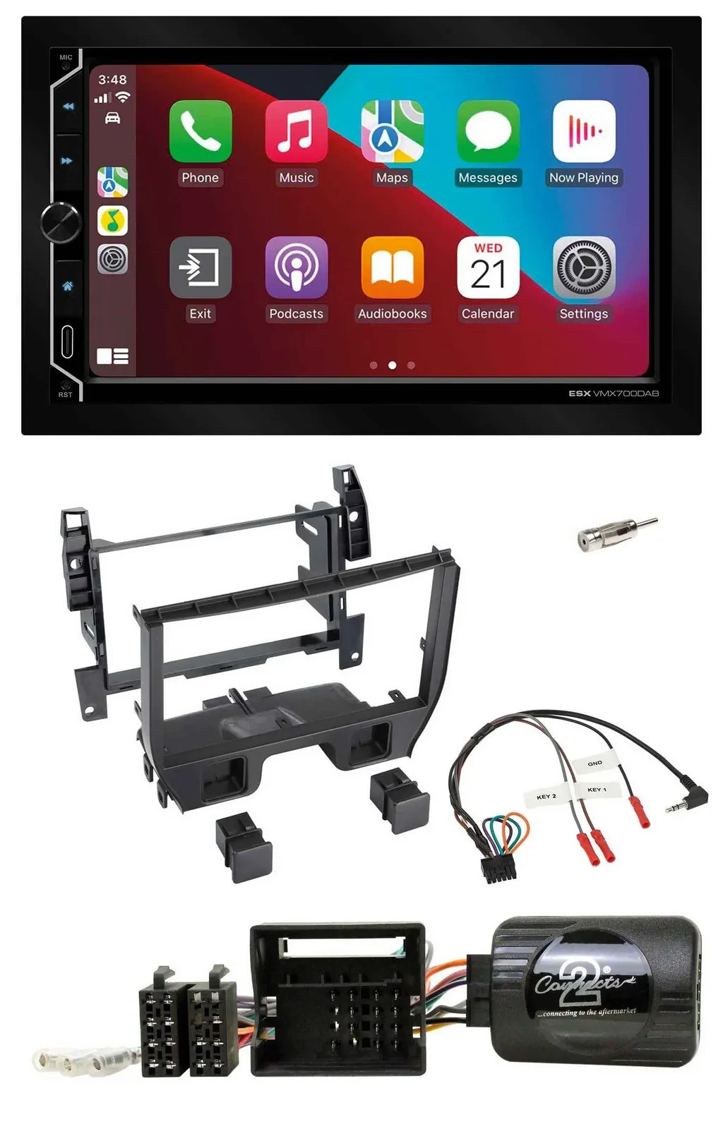 ESX 2DIN DAB USB Lenkrad Bluetooth Autoradio für Citroen C3 2010-2014