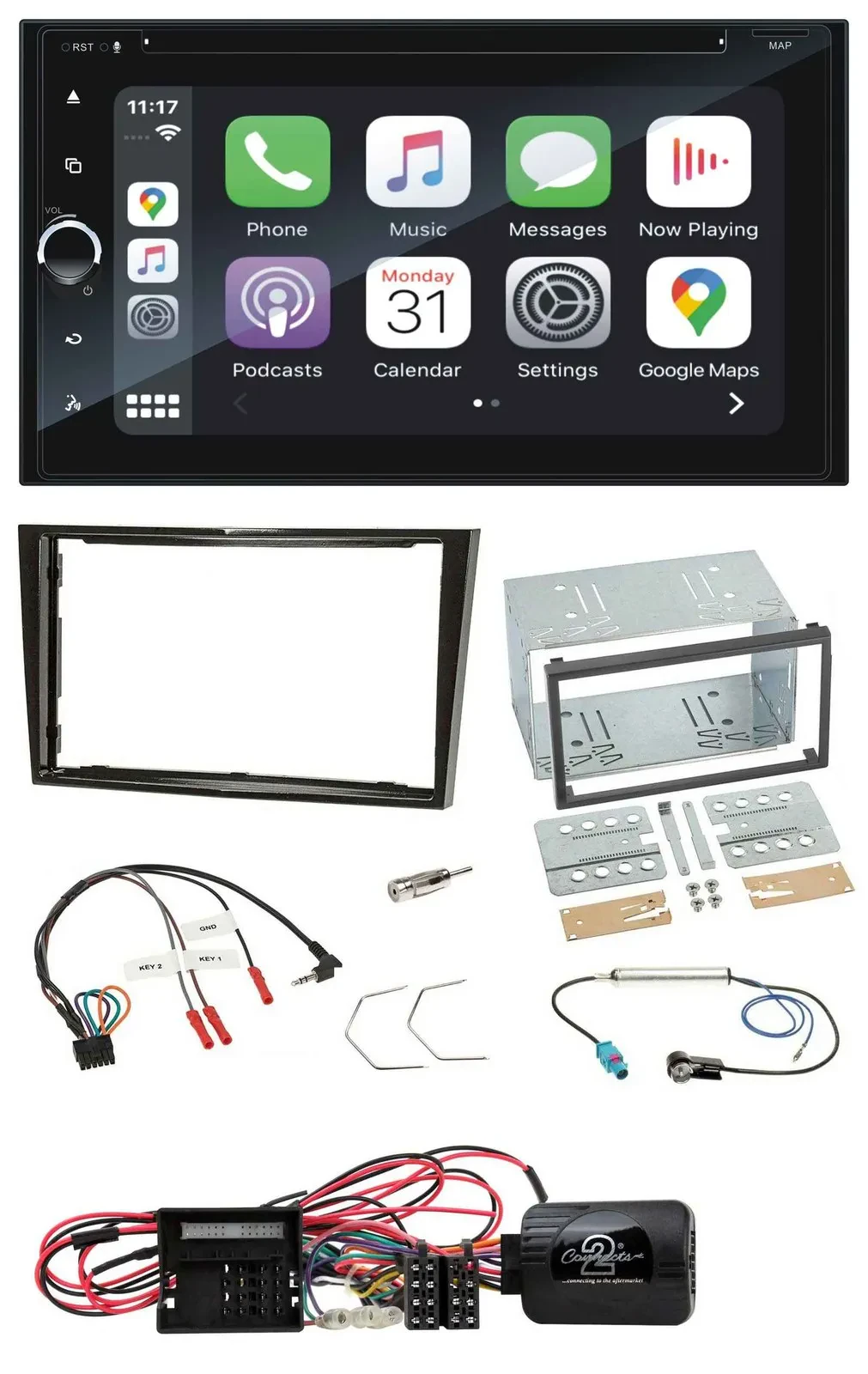 Blaupunkt DAB USB Bluetooth Lenkrad 2DIN TMC Navigation für Opel Corsa D Klavier