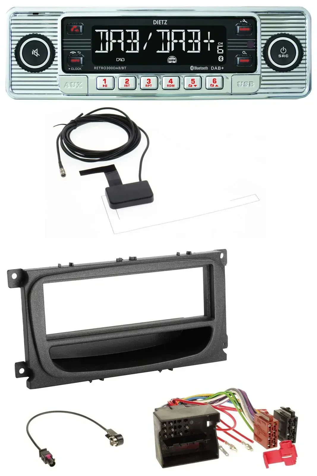 Автомагнитола Dietz Bluetooth USB MP3 DAB для Ford C‑Max/Focus/Galaxy (с 2007)