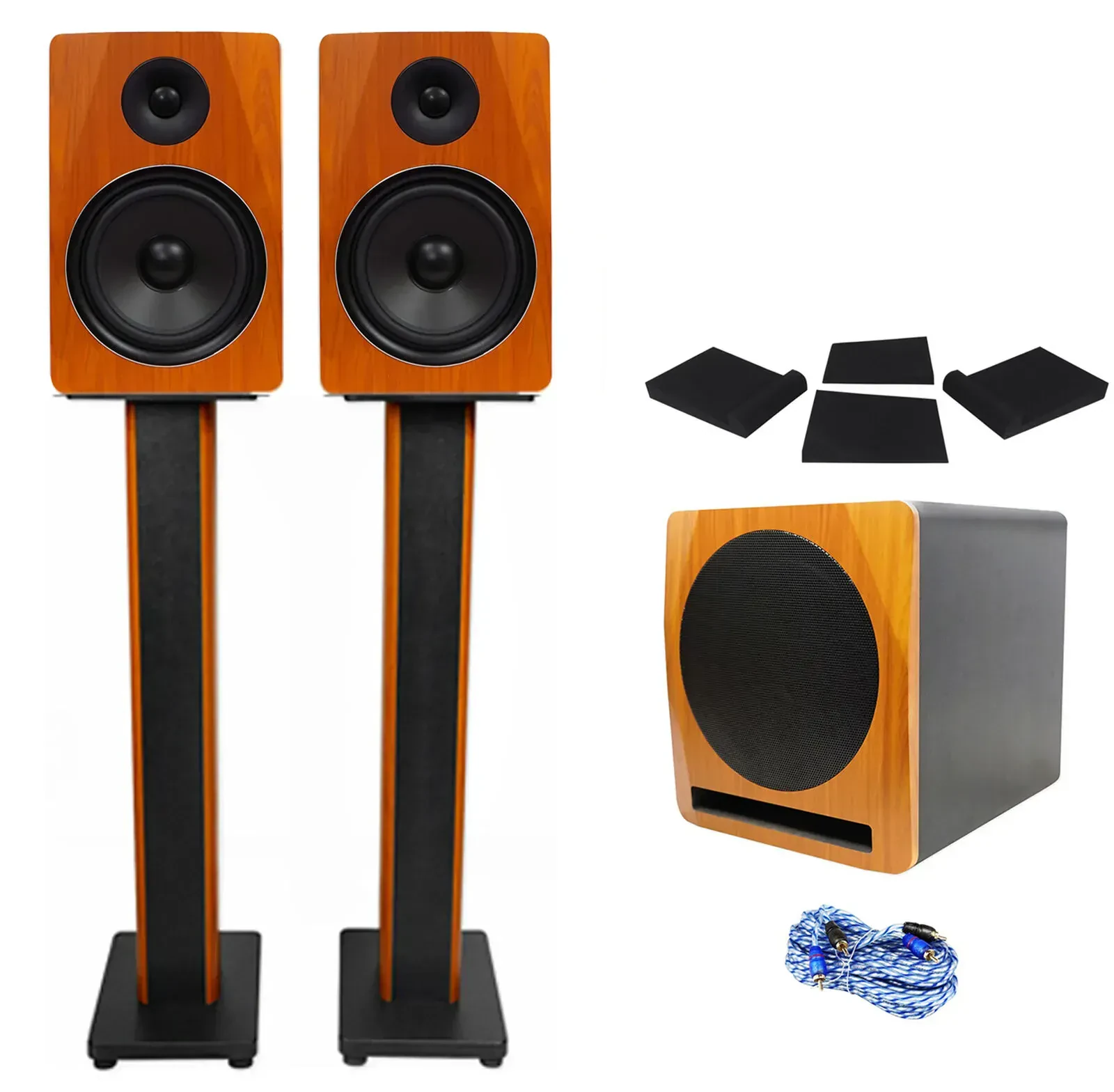 Активный студийный монитор Rockville APM8C Wood с аксессуарами (пара)