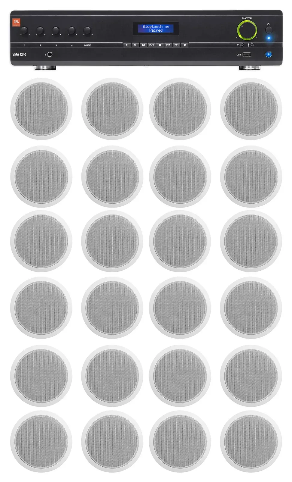 Потолочная акустика JBL CCL6T White с усилителем (24 штуки)