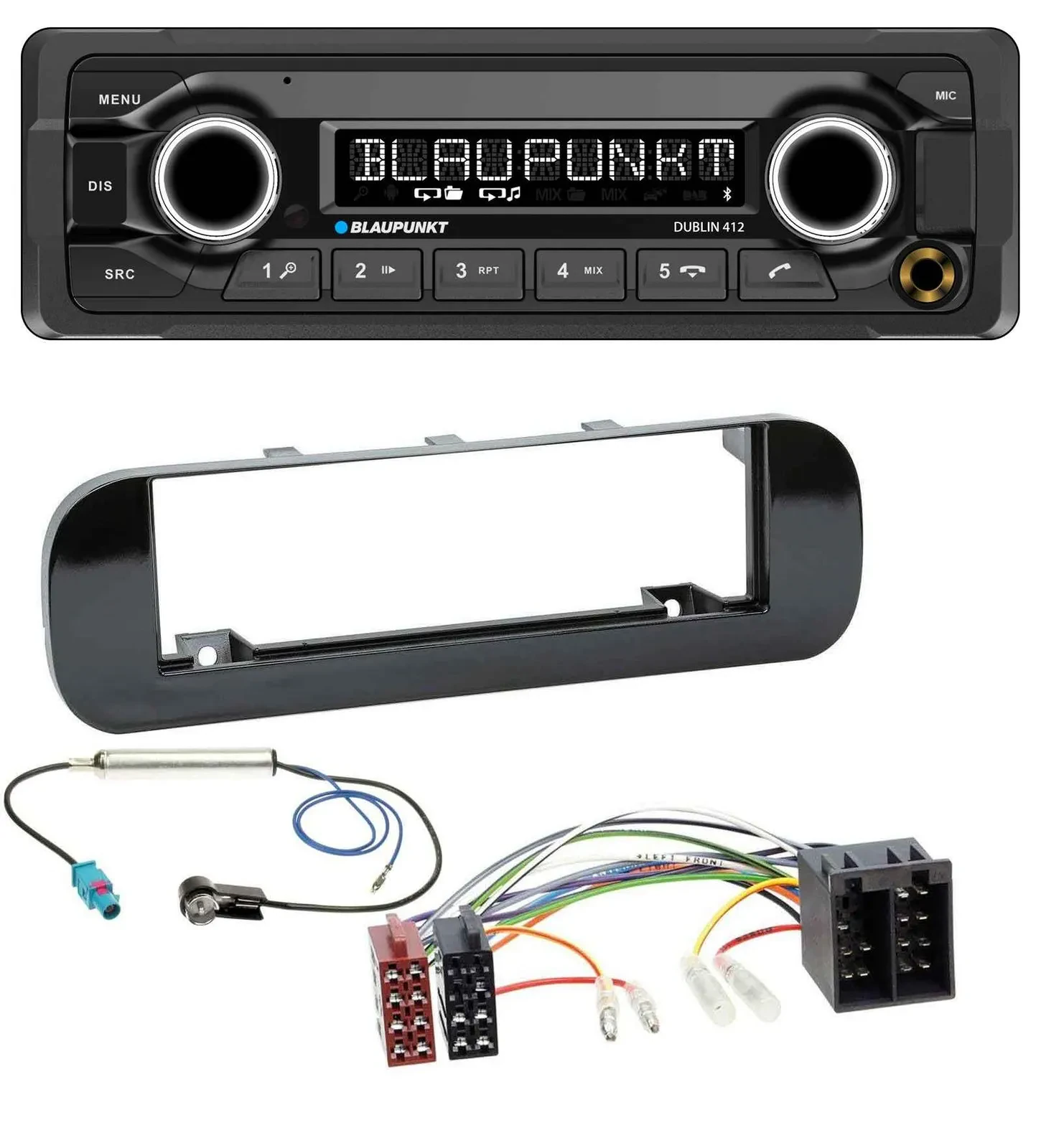 Автомагнитола Blaupunkt MP3 Bluetooth USB AUX для Fiat Panda (с 2012), глянцевая