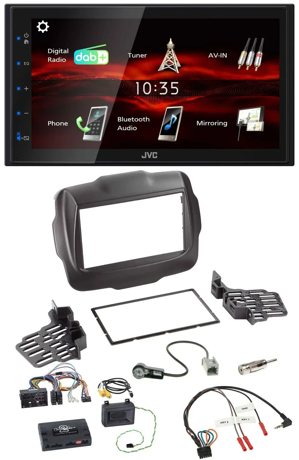 JVC USB Bluetooth Lenkrad DAB 2DIN Autoradio für Jeep Renegade ab 2015