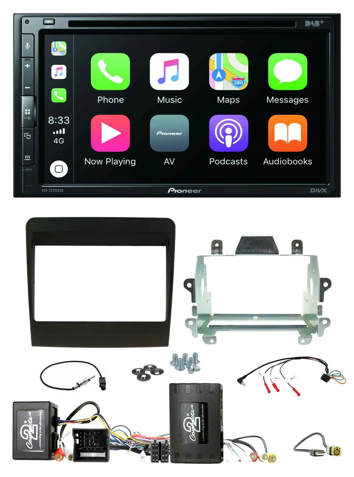 Автомагнитола Pioneer 2-DIN DVD DAB Bluetooth USB для Porsche 911 (2011–2017) с поддержкой кнопок на руле