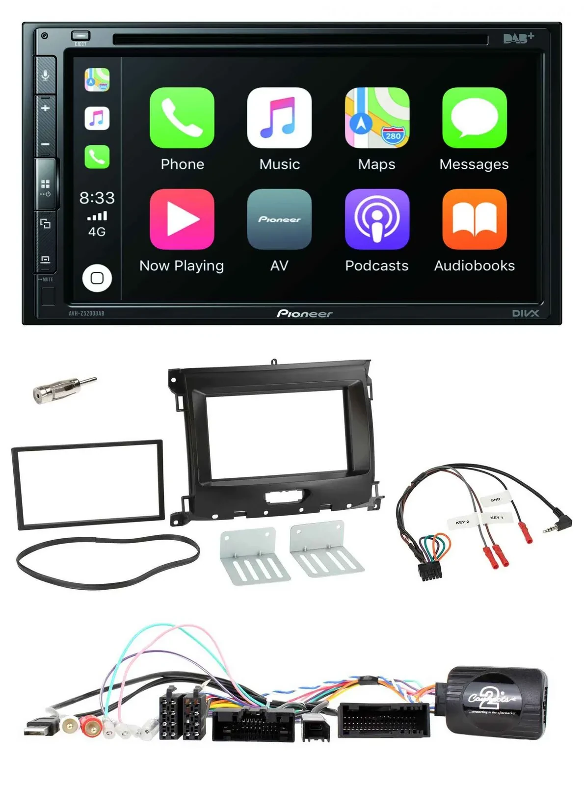 Pioneer DVD 2DIN Lenkrad DAB Bluetooth USB Autoradio für Ford Ranger XL ab 02/20