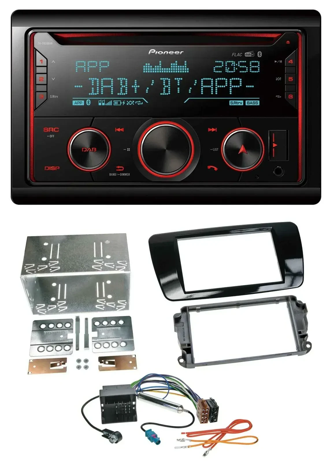 Автомагнитола для Seat Ibiza Pioneer 2DIN DAB, Bluetooth, USB, CD, цвет черный (piano black)