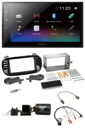 Pioneer USB Bluetooth DAB 2DIN Lenkrad Autoradio für Fiat 500 Fakra 08-15 schwar