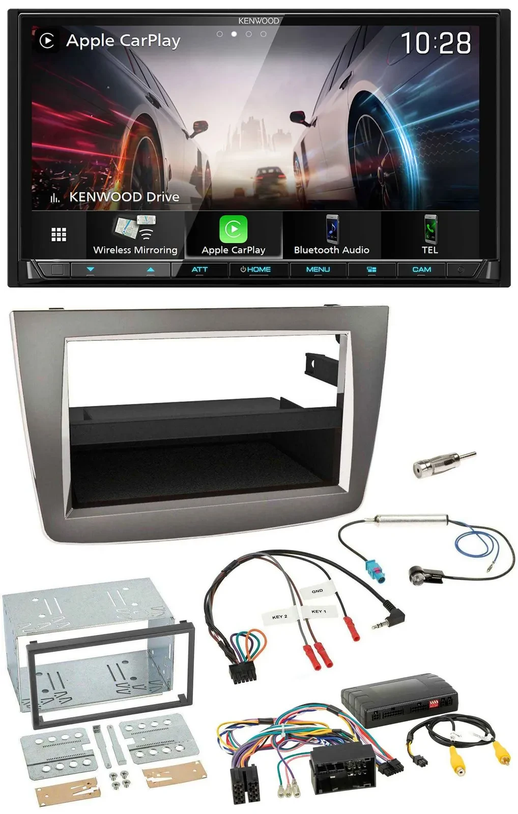 Kenwood Lenkrad 2DIN USB DAB Bluetooth Autoradio für Alfa Romeo Mito silber 14-1