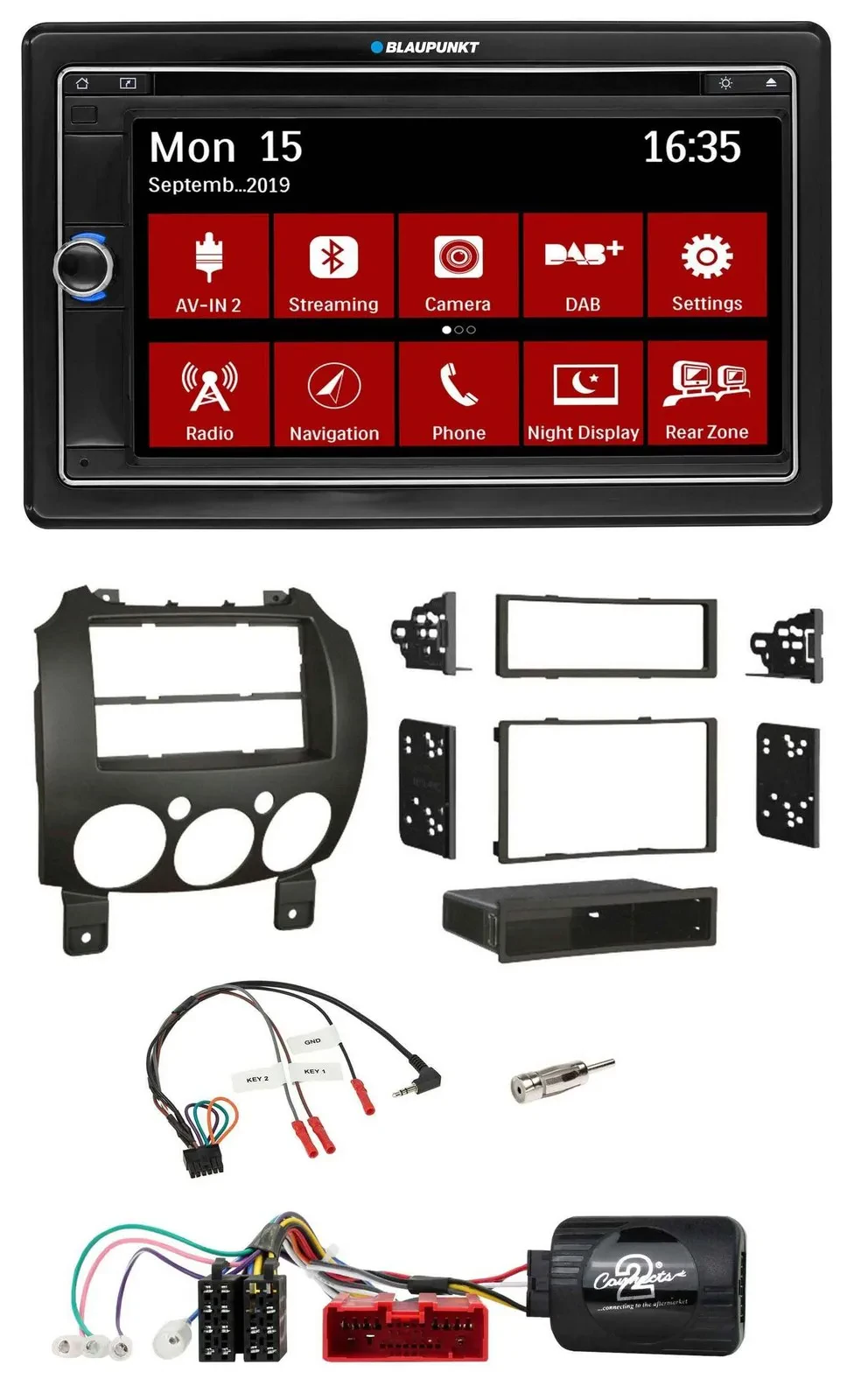 Blaupunkt 2DIN USB DAB Lenkrad Bluetooth TMC Navigation für Mazda 2 2007-2014