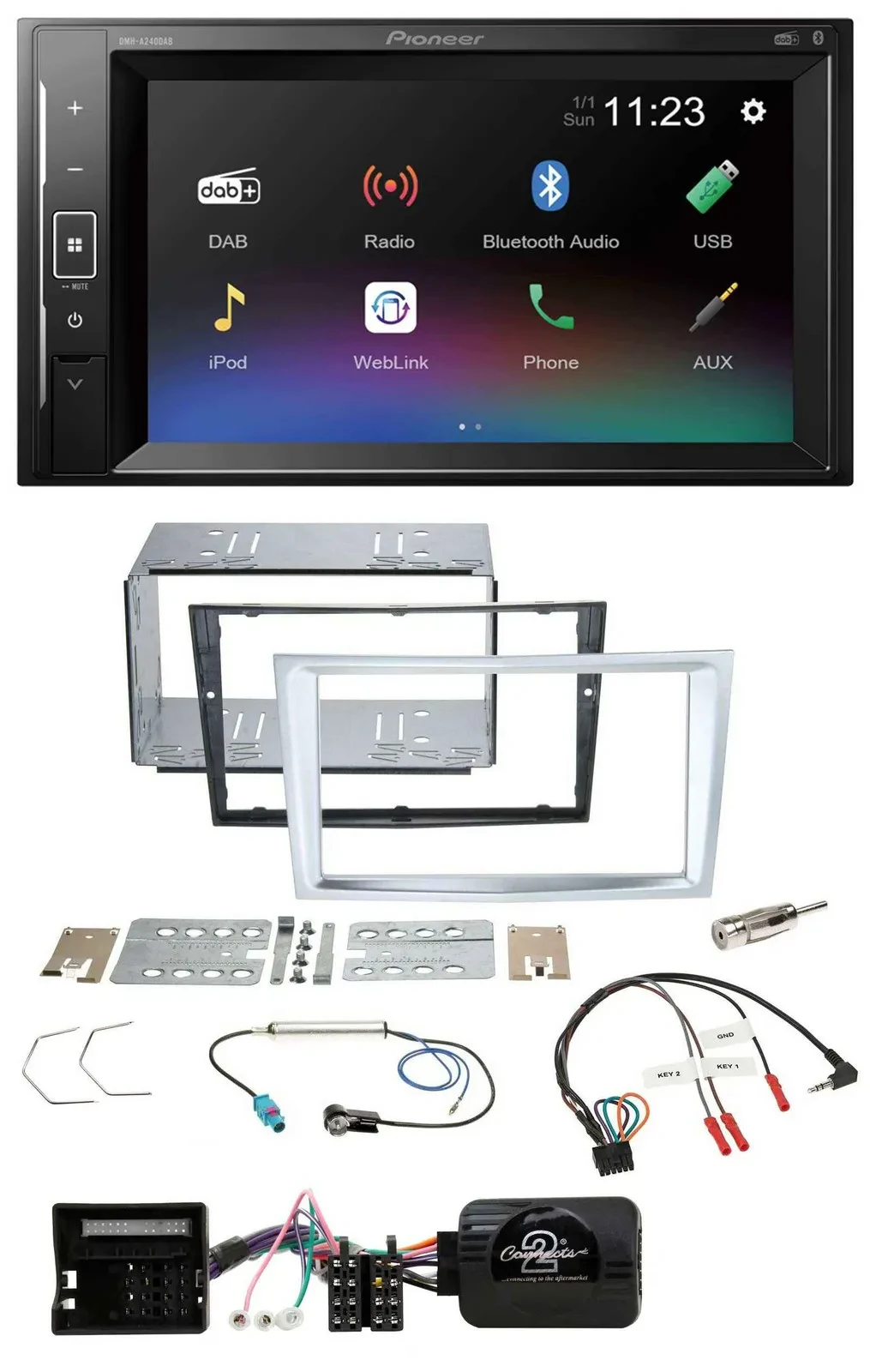 Pioneer DAB Lenkrad 2DIN Bluetooth USB Autoradio für Opel Zafira Astra H Corsa D