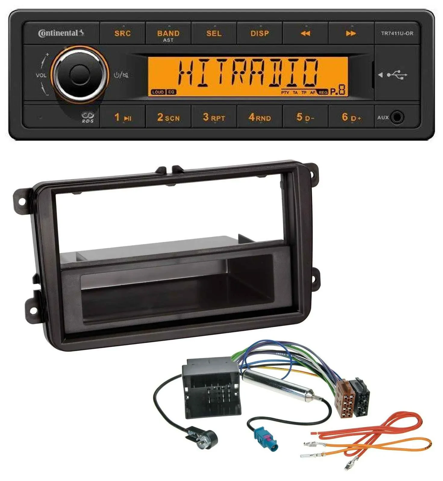 Continental 1DIN USB AUX MP3 Autoradio für Skoda Praktik / Superb / Yeti