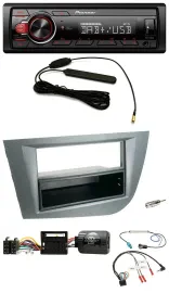 Автомагнитола Pioneer 1-DIN, DAB, USB, MP3, для Seat Leon 2005–2010, тёмно-серый, поддержка управления на руле