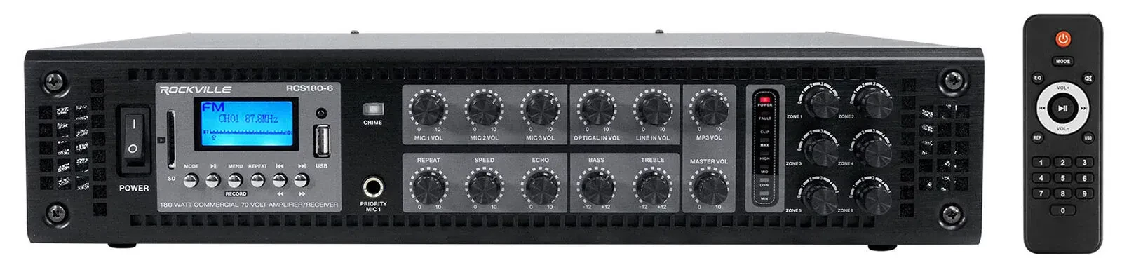 Трансляционный усилитель Rockville RCS180-6 Black 180W