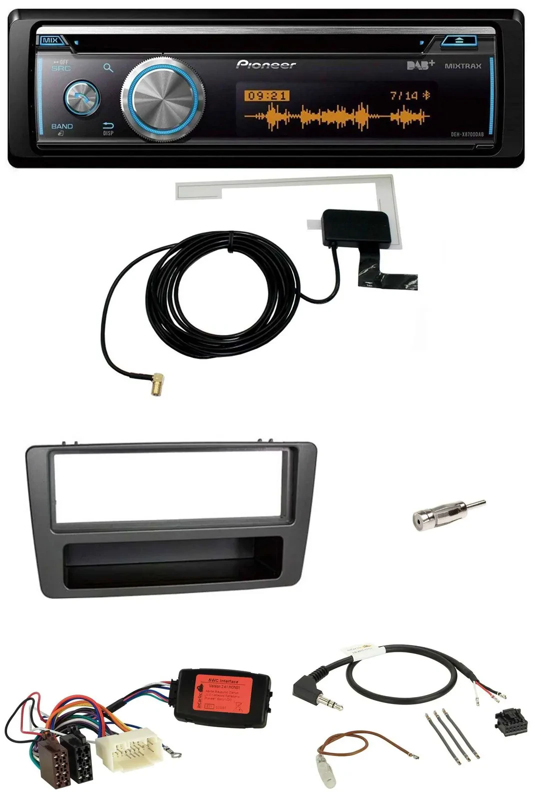 Pioneer Bluetooth DAB Lenkrad USB CD Autoradio für Honda Civic 01-03 schwarz