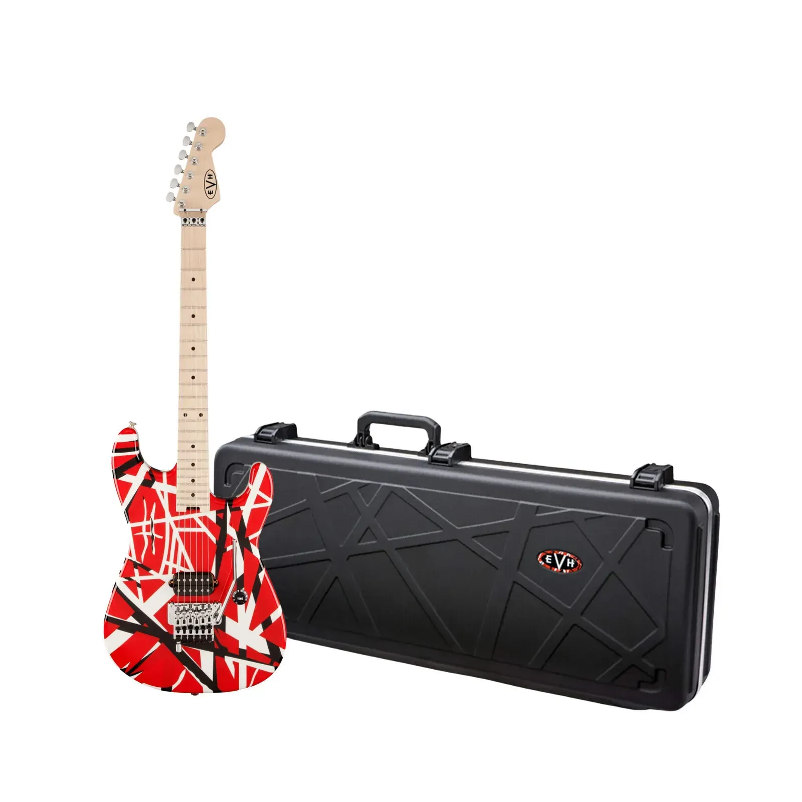 EVH Striped Series 6 String Electric Guitar Red with Black Stripes with Case