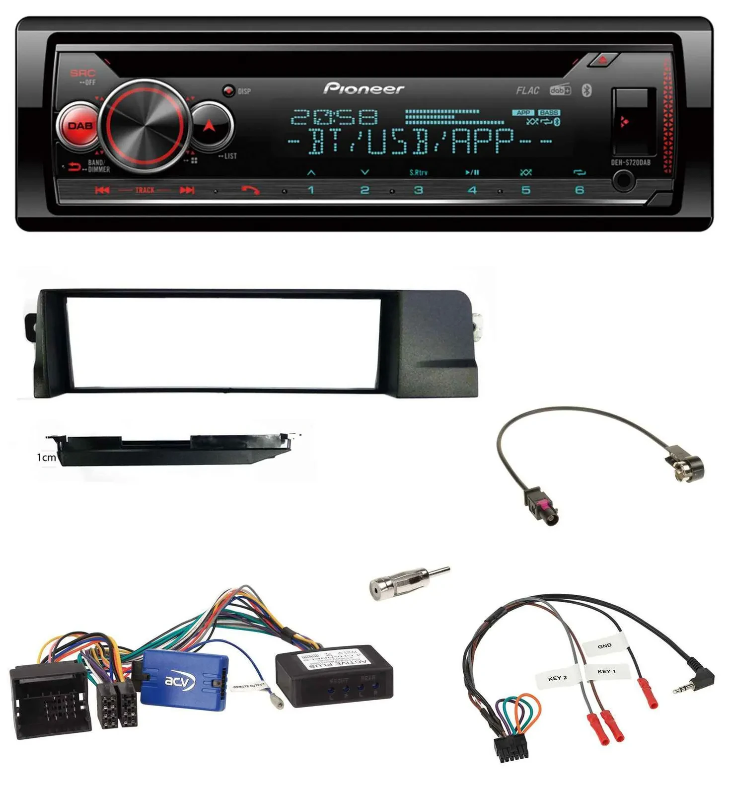 Pioneer Lenkrad DAB CD Bluetooth USB Autoradio für BMW 3er 01-07 E46 schwarz HQ