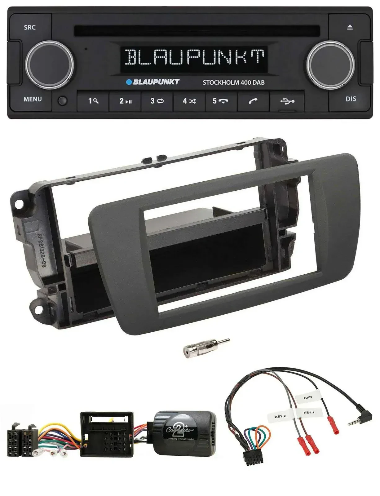 Blaupunkt Lenkrad Bluetooth DAB CD USB Autoradio für Seat Ibiza tuam grey