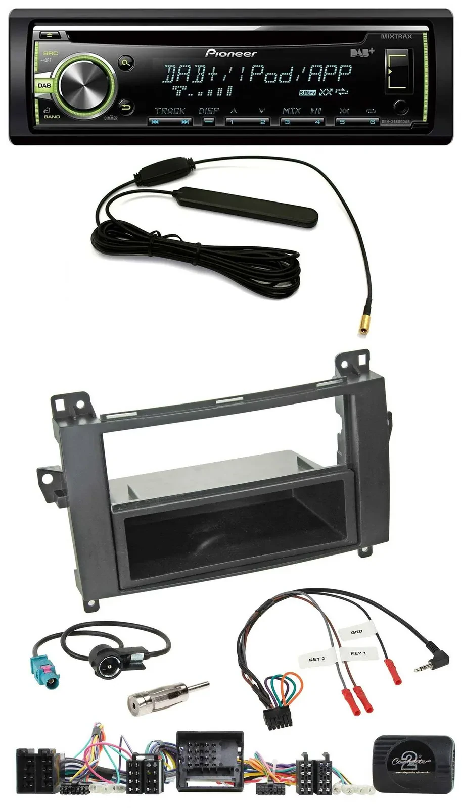 Автомагнитола для Mercedes A‑Class W169/B‑Class Pioneer CD/MP3, USB, DAB, поддержка кнопок на руле