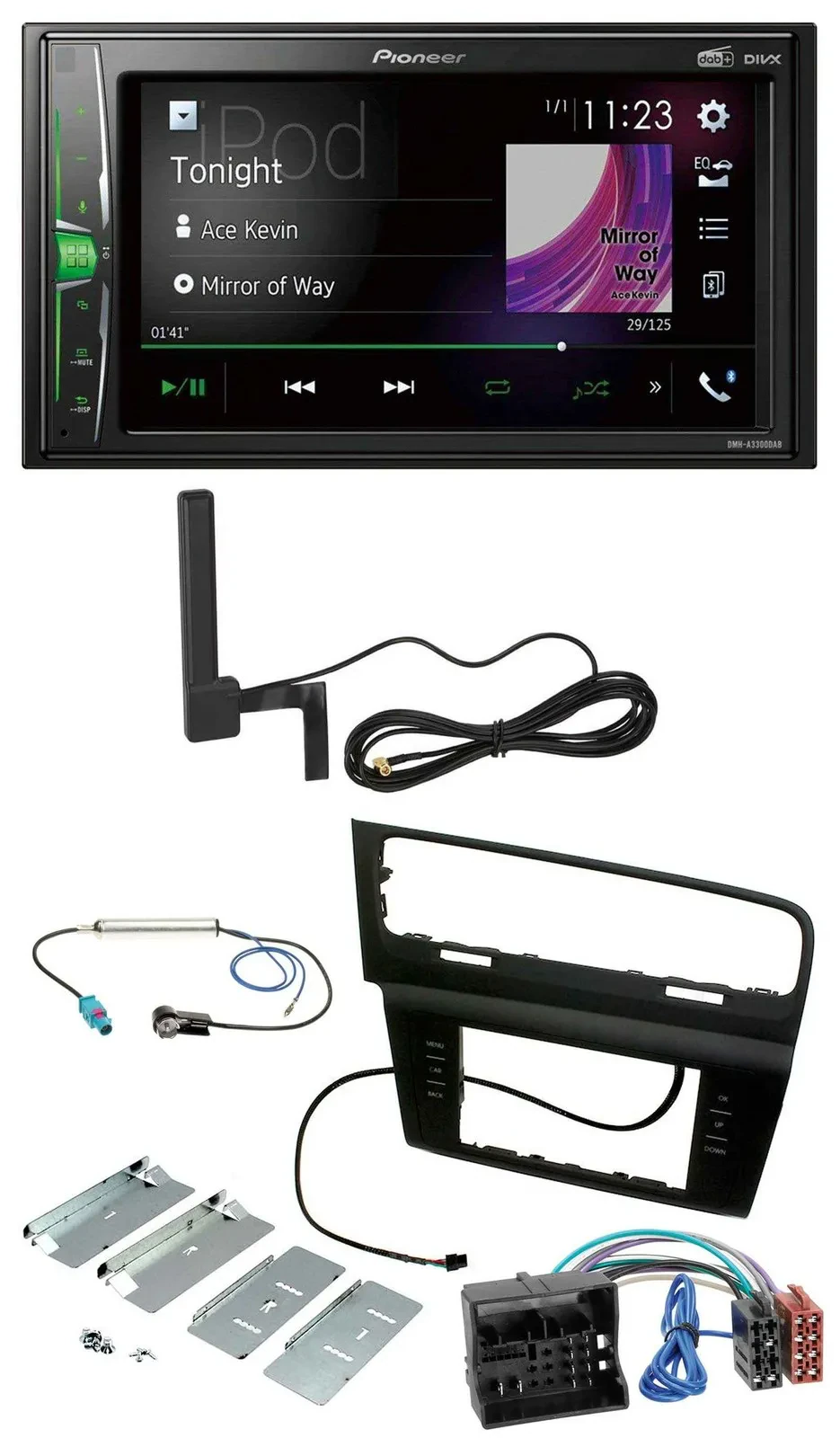 Pioneer MP3 DAB AUX 2DIN Bluetooth Autoradio für VW Golf VII (ab 11/2012)
