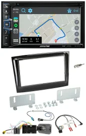 Автомагнитола с навигацией Alpine для Fiat Doblo (с 2015) 2DIN, DAB, TMC, Bluetooth, USB, поддержка кнопок на руле, цвет черный (piano black)