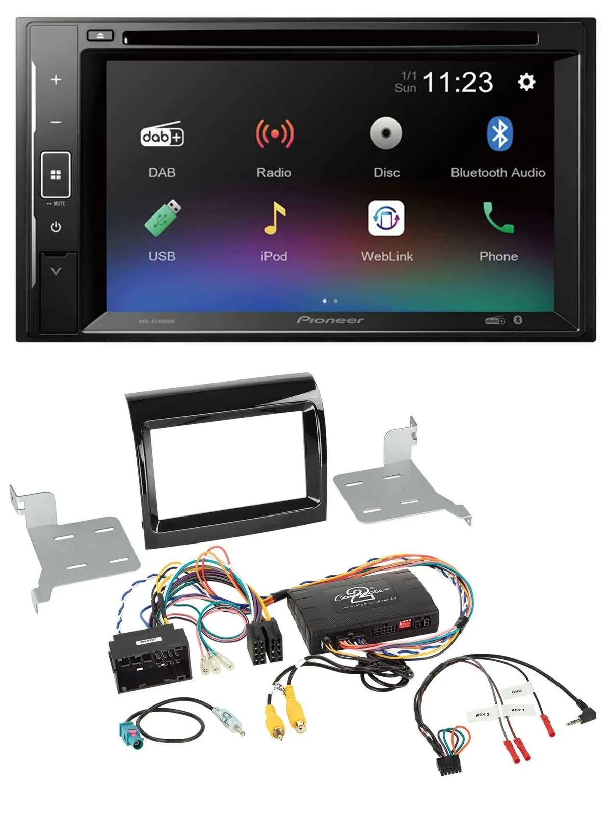 Автомагнитола Pioneer 2DIN Bluetooth USB DAB DVD, поддержка управления на руле, для Fiat/Citroen/Peugeot