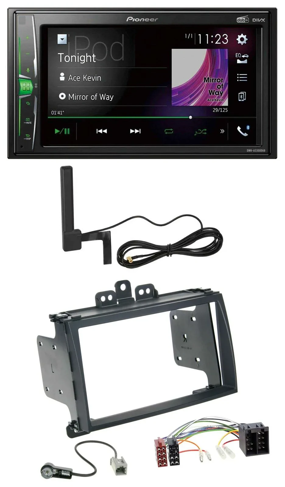 Автомагнитола Pioneer 2-DIN, DAB, Bluetooth, MP3, AUX, для Hyundai i20 (2009–2012), черный